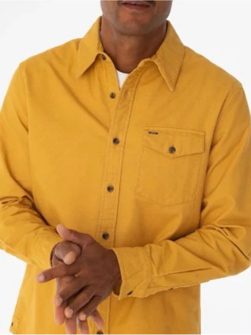 Criquet Men's Button-Front Shirt Jacket in Mustard